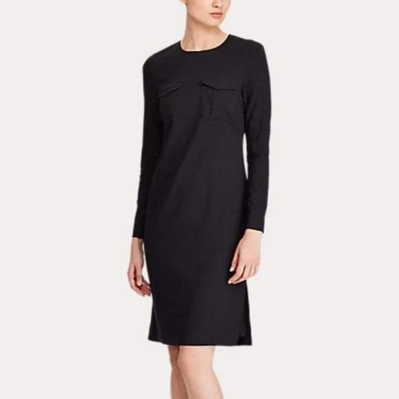 Polo Ralph Lauren Black Long-Sleeve Cocktail Dress 4 NWT - Picture 1 of 9